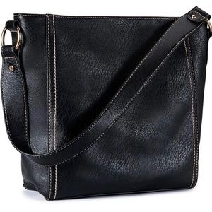 Large Vegan Leather Shoulder Purse black